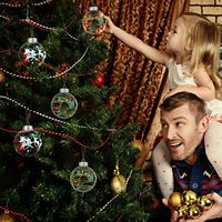 Vente chaude 8.5cm Boule De Noël Ensemble Boule De Noël Transparente Suspendue Boule Remplie Écologique