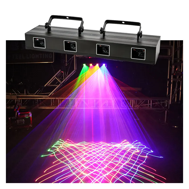 DJ LED Party Lights 4 Lens DMX Laser Stage Club Light RGB Beam Projector Disco Lasercube Sharpy Light Effects For Night Bar