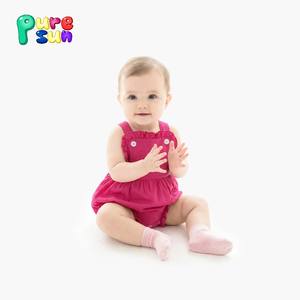 طقم رومبير للأطفال حديثي الولادة بتصميم مطبوع شعبي من Puresun، بيجامة فقاعية للبنات، ملابس أطفال 100% قطن عضوي - Product Image 1