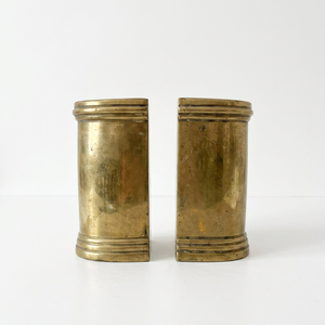 AK Brass Polish Finished Brass Pillar Shape Metal <b>Bookends</b> Set Of 2 For Living Room Table Shelf Home Decor Best Price - Product Image 4
