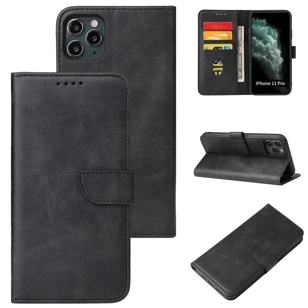 Premium PU Leather Wallet Case for iphone 11 Pro Max with Stand Feature 4 Card Slots Cash Storage Wallet Flip Case For iPhone 11
