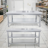 Table de préparation en acier inoxydable pour restaurant, table de travail en métal pour cuisine commerciale, table de travail en acier inoxydable pour hôtel