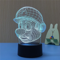 Veilleuse pour enfants moderne à télécommande, illusion 3D, acrylique multicolore, LED, température de couleur réglable, intensité variable