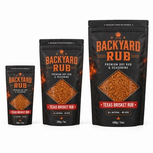 Bolsas personalizadas impresas para especias con cierre y ventana, negras mate y naranjas, para empaque de condimentos BBQ, para la marca Pitmaster OEM, 100g, 200g, 400g - Product Image 3
