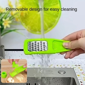 <b>Multifunctional</b> Household Garlic Ginger Grinder Creative Plastic Kitchen Tool Stainless Steel Manual Press <b>Cutter</b> Easy Use Cream - Product Image 2