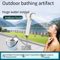 Douche de camping portable, intérieure et extérieure, pompe de douche électrique rechargeable avec affichage de la température pour la randonnée, le lavage de voiture et des animaux domestiques