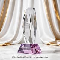 Trophée en cristal facetté Hitop HT-3016 en forme de tour présidentielle, base en cristal rouge, gravure laser personnalisée à l'intérieur, durable, pour le sport, vente en gros