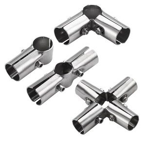 Connecteurs de tubes ronds en acier inoxydable de 25 mm, coudes, tés et croisillons épaissis pour étendoirs à linge et étagères - Product Image 2