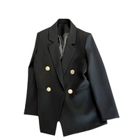 Manteau de Costume Femme, Veste Unie Coupe Ample Coréenne