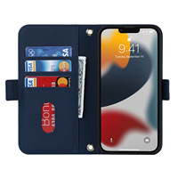 Étui portefeuille élégant en cuir PU pour smartphone, sac bandoulière détachable avec pochette miroir, coque de téléphone antichoc