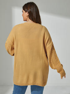 OFF20 %, venta al por mayor, cárdigan de punto con <span class=keywords><strong>cuello</strong></span> en V y temperamento de Color sólido para <span class=keywords><strong>mujer</strong></span>, abrigo de suéter transfronterizo sencillo sin botones que combina con todo - Product Image 4