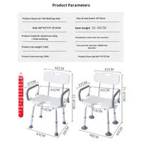 Chaise de bain en alliage d'aluminium anti-renversement Accoudoirs rabattables Coussinets antidérapants pour personnes âgées enceintes Équipement de sécurité pour la salle de bain