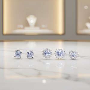 Boucles d'oreilles plaquées or blanc avec strass en cristal en forme d'étoile pour femmes, bijoux de fête, Design tendance - Product Image 2