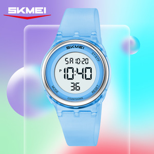 Skmei Digital Watch Tpu Strap 3Bar Water Resistant Unisex Student Watch Countdown <b>Timer</b> Blue Color - Product Image 1