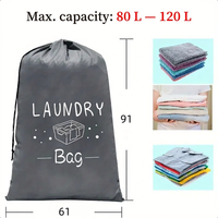 Sac à linge 56-75L en polyester Oxford avec cordon de serrage, organisateur de vêtements rectangulaire, motifs géométriques, impression de lettres brodées, pour le voyage
