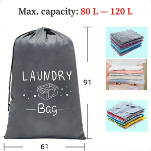 <b>Laundry</b> <b>Bag</b> 56-75L Drawstring Polyester Rectangle Clothing Organizer Geometric Patterns Letter Stitching Print <b>for</b> <b>Travel</b> Moving - Product Image 2