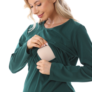 Grande taille maternité t-shirt à manches longues <span class=keywords><strong>allaitement</strong></span> Blouses printemps femmes enceintes vêtements courbe ourlet Stretch <span class=keywords><strong>allaitement</strong></span> hauts - Product Image 6