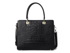 Luxury Crocodile Pattern <b>Leather</b> Tote Bag Fashionable Genuine <b>Leather</b> Large Capacity Shoulder Bag <b>Briefcase</b> Commuter Bag Unisex - Product Image 3