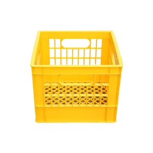 Heavy Duty Plastic Colored Milk Crate for Kitchen Warehouse Storage Box Dairy Crates Bins Reusable Transport Packaging Container