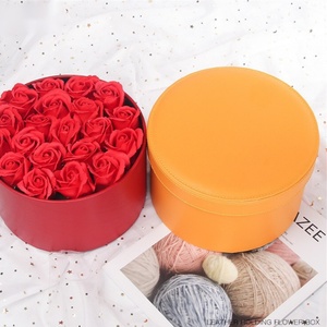 Customized Leather Display <b>Box</b> Round-shaped Paper Hug Bucket <b>Wedding</b> Bouquet Flower Package Chocolate and Jewelry Gift <b>Box</b> - Product Image 3