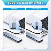 Hub USB 8 en 1 con Doble Conexión, Divisor USB 3.0 con PD, Lector de Tarjetas, Audio para MacBook/Windows