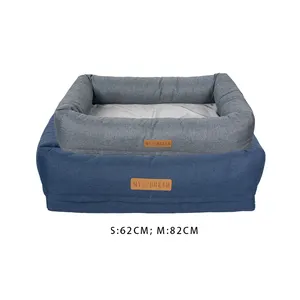 Fabricant vente en gros bleu gris canapé coussin mousse à mémoire refroidissement chien lit orthopédique série