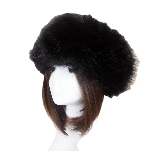 Nouvellement Lady's Black Real trois en fourrure renard boules Fashion Knitted mink hat 