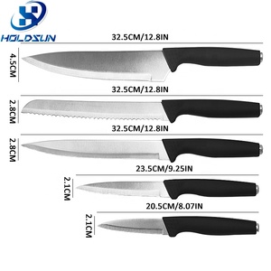 Bộ dao bếp 5 món thép không gỉ cao cấp thiết kế mới 2025 bán chạy, tay cầm cao su chống trơn, quà tặng - Product Image 4
