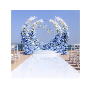 Fabricante profesional boda isla alfombra decoración doble cara oro blanco espejo boda alfombra