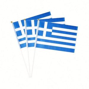 Bandera Miniatura de Grecia para Agitar con la Mano, Personalizada, Económica, 100% Poliéster, Impresión Digital, 14x21cm - Product Image 3