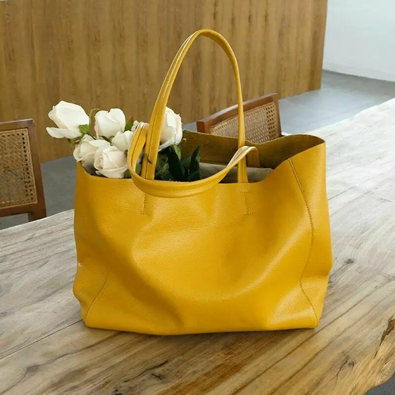 Latest Fashion Simple Style Custom Tote Bags Women Handbags Ladies Genuine Leather Shoulder Bag
