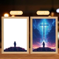 Personnalisé Jésus Marie Chrétien Catholique Religion 4D LED Peinture Cadre Photo Lampe Miracle pour la Prière Meilleurs Cadeaux D'anniversaire