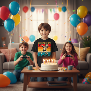 T-shirt à manches courtes pour enfants, col ras du cou, imprimé numérique, 12e anniversaire, Dabbing Gamer - Product Image 3