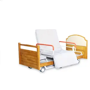 उच्च गुणवत्ता और आरामदायक लकड़ी का समायोज्य आईसीयू घूमने वाला इलेक्ट्रिक मेडिकल बिस्तर