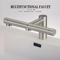 HLK Distributeur de Savon Automatique Multifonctionnel avec Capteur et Séchoir à Mains en Acier Inoxydable 304, Finition Chromée, à Trou Unique, pour Cuisine