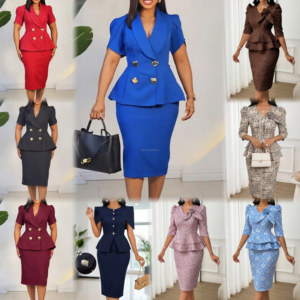 Completo <span class=keywords><strong>da</strong></span> donna due pezzi elegante con top a maniche lunghe e <span class=keywords><strong>pantaloni</strong></span> a gamba larga a vita alta, ideale per l'ufficio. - Product Image 2
