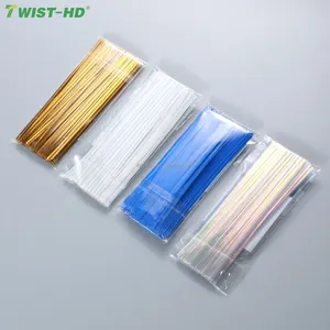 Twist Tie Factory Supplier Sugar Bread Packaging Plastic Wire Ties Decorative Foil Twist Tie