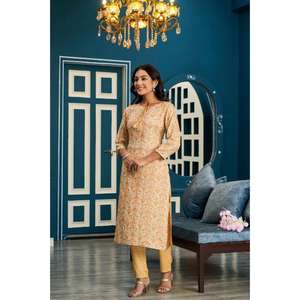 Vestido estampado étnico Premium Kurta Pant Dupatta Set Summer Casual Party Wear Suit In Wholesale Pure Cotton Indian & Pakistani - Product Image 2