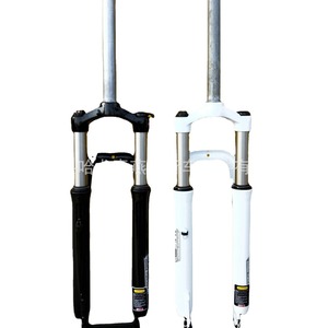 โช้คหน้าจักรยานเสือภูเขา 26 นิ้ว กึ่งอะลูมิเนียม TPR ล็อคด้วยมือ สปริงขด ดูดซับแรงกระแทก แกน QR สีดำขาว - Product Image 1