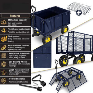 Chariot de transport multi-usage avec couvercle imperméable amovible, capacité de charge de 550 kg, chariot de jardinage, chariot de travail de jardin - Product Image 2