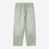 Pantalon de travail homme à double genouillère avec logo personnalisé, en toile de coton épaisse, durable, délavé, coupe ample, style streetwear, décontracté, pour l'extérieur