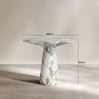 Table d'appoint moderne haut de gamme Dream Home, base conique sculpturale, accent en marbre, design italien, table d'appoint ronde de luxe