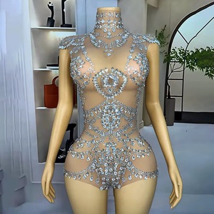 Combinaison en maille de diamant de l'industrie lourde pour la <span class=keywords><strong>danse</strong></span> Tube en acier de gymnastique serré Sexy Latin pour discothèque Bar Performance Hot Dance - Product Image 2