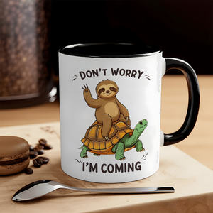 Tazza di caffè divertente bradipo e tartaruga di marca Diytree 11 Oz con citazione "non ti preoccupare, sto arrivando" per l'ufficio - Product Image 2
