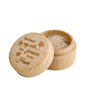 Wooden Pet Hair Keepsake Box 5.4 x 5.2 x 5.2 Cm Round Secure Storage <b>For</b> Fur Teeth <b>Ashes</b> Memorial Gift - Product Image 1