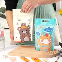 Sac refermable autoportant en forme de flocon de neige de dessin animé, imprimé UV, de qualité alimentaire, pour nougat, biscuits, lait, dattes, bonbons
