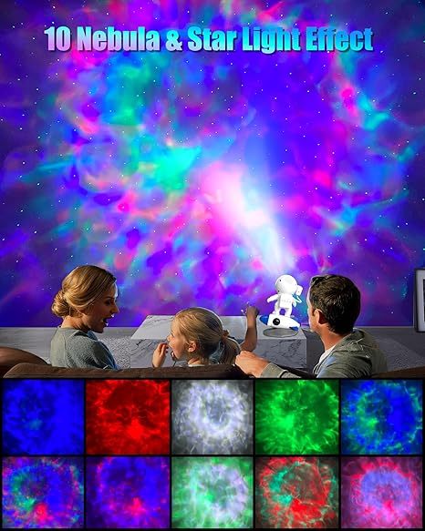 Projecteur Galaxie Astronaute - Veilleuse Enfant Avec Sons Blancs Et Bluetooth - Télécommande Et App - Cadeau Noël