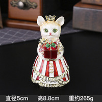 Boîte à bijoux en métal en forme de chat princesse, figurine à charnières, décoration, ornement, statues d'animaux en émail