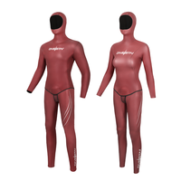 DIVESTAR Wetsuit Freediving Anti Air Super Stretch Berwarna Merah dengan Lapisan SCS-skin Tebal 2mm 3mm, Custom Print, untuk Wanita dan Pria