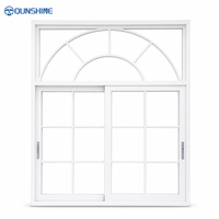 Fenêtre coulissante en PVC style ferme avec grille et verre dépoli transparent, isolation thermique, pour chambre et balcon
